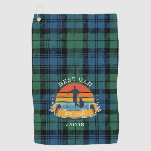 Plaid Tartan Fathers Day Best Dad By Par Custom Golf Towel