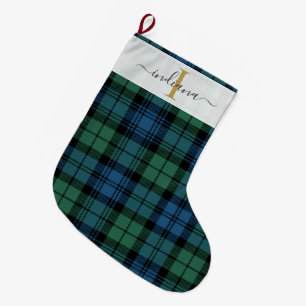 Plaid Tartan Green Campbell Christmas Holidays Large Christmas Stocking