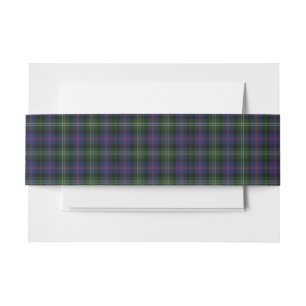 Plaid Tartan Green Purple Check Clan Sutherland Invitation Belly Band