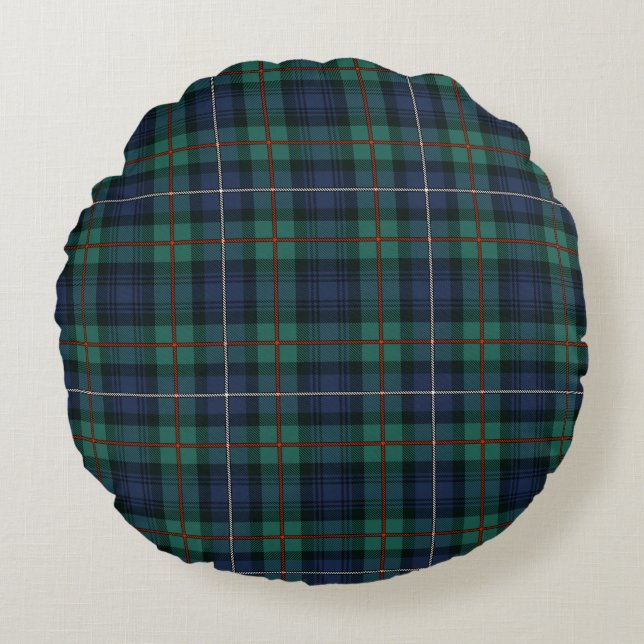 Plaid Tartan Green Purple Rustic Clan Robertson Round Cushion (Front)