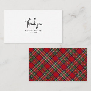 Plaid Tartan Green Red Rustic Wedding Thank You Card