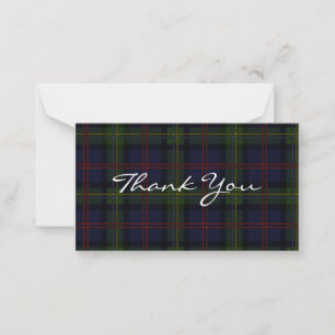 Plaid Tartan Malcolm Script Thank You Card