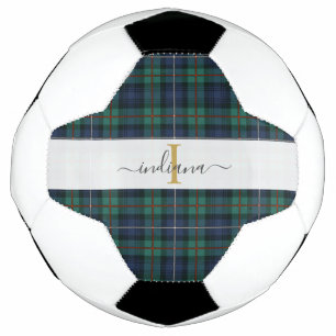 Plaid Tartan Monogram Name Initial Feminine Football