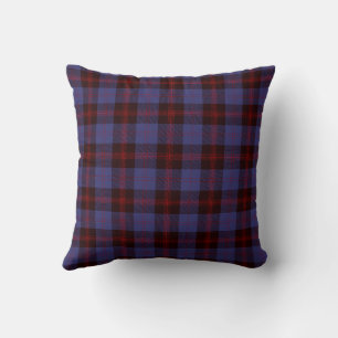 plaid tartan navy blue red cushion