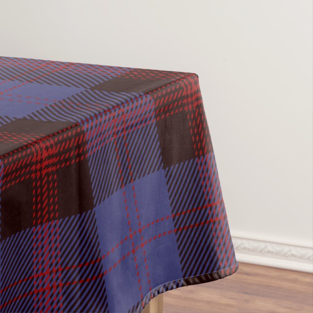  plaid tartan navy blue red  tablecloth (In Situ)