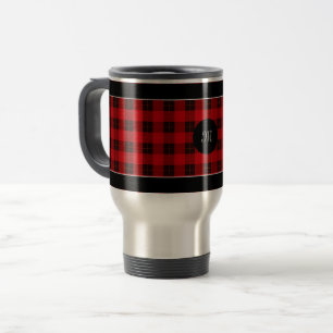 Plaid /tartan pattern red and Black Travel Mug