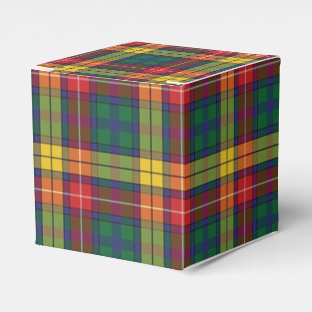 Plaid Tartan Pattern Red Green Modern Party Favour Box (Front Side)