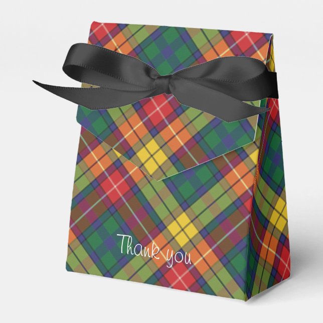 Plaid Tartan Pattern Red Green Modern Party Favour Box (Front Side)
