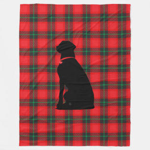 Plaid Tartan Red Black Pattern Dog Love Comfy Fleece Blanket