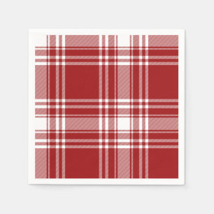 Plaid Tartan Red White Holiday Christmas Napkin
