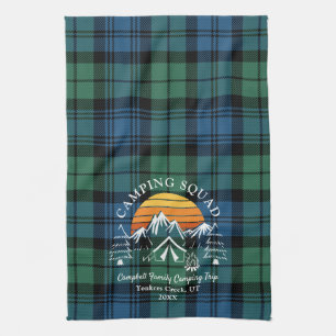 Plaid Tartan Retro Family Camping Squad Campbell Tea Towel
