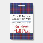 Plaid Teachers Bathroom / Hall Pass Badge
