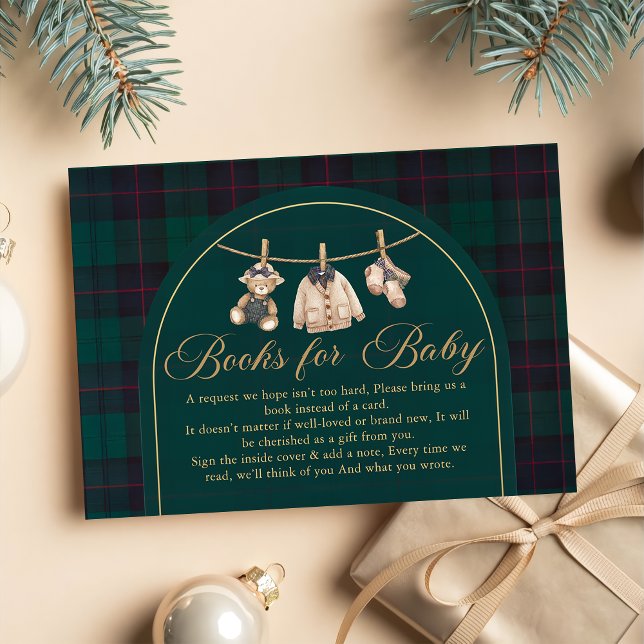 Plaid Teddy Bear Baby Shower bookbook for baby Enclosure Card (Creator Uploaded)