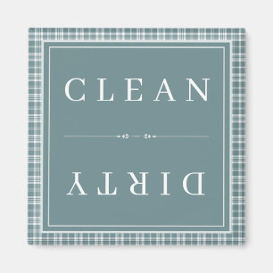 Plaid Teel Blue Clean or Dirty Dishwasher Magnet