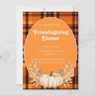 plaid teracotta tones  Friendsgiving  Invitation