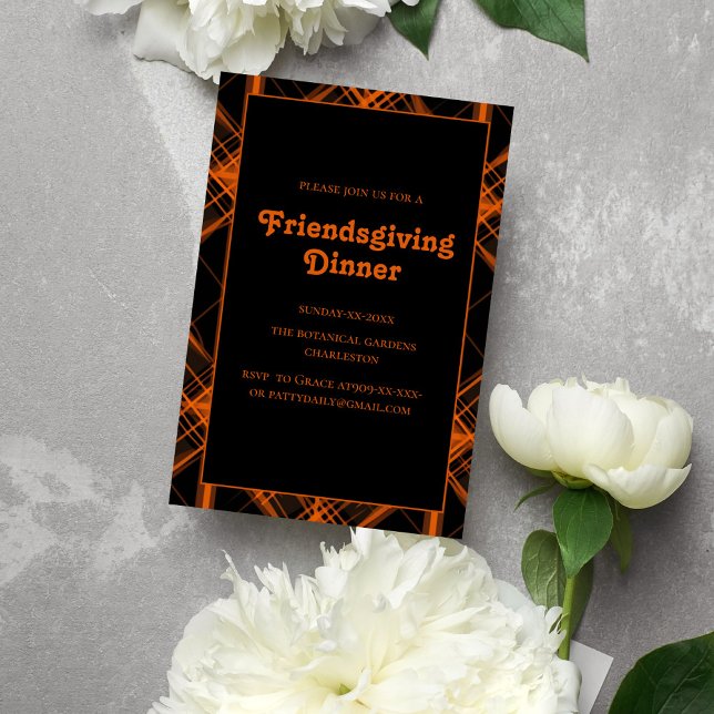 plaid teracotta tones  Friendsgiving  Invitation (Creator Uploaded)