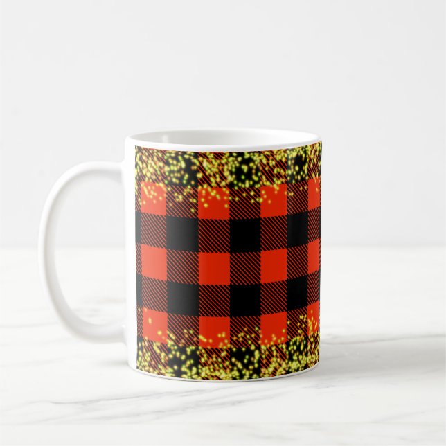 Plaid Texture Red Pattern  Coffee Mug (Left)