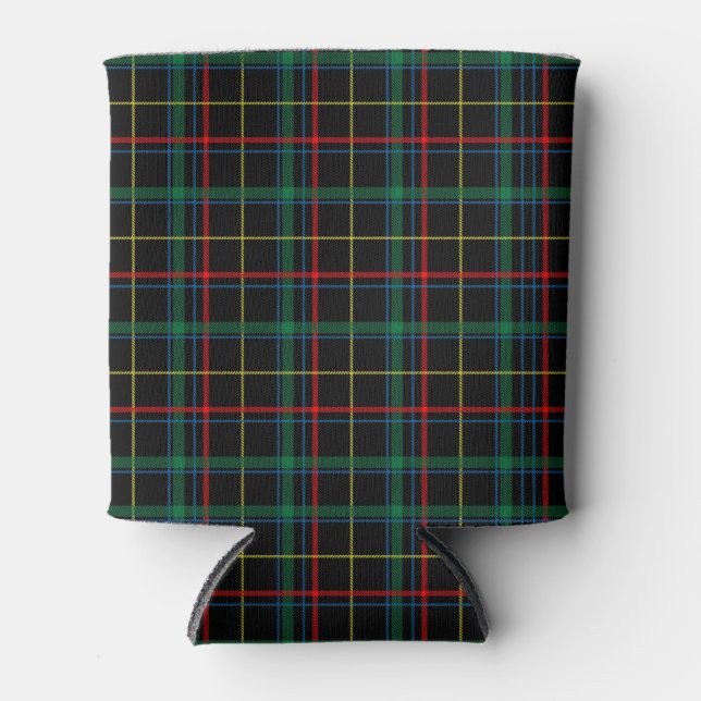 Plaid Texture with Black Background-25774 Can Cooler (Front)