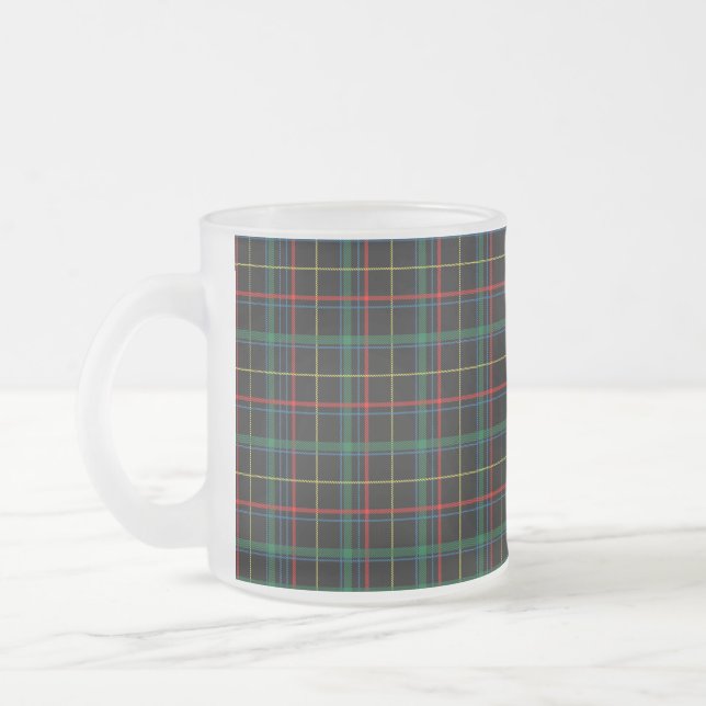 Plaid Texture with Black Background-25774 Frosted Glass Coffee Mug (Left)