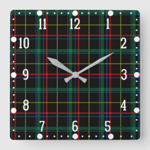 Plaid Texture with Black Background-25774 Square Wall Clock