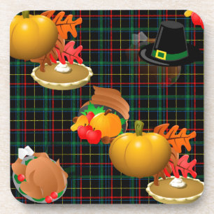 plaid thanksgiving coaster