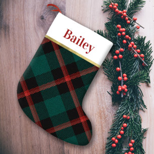 Plaid Tradition Red and Green Personalised Small Christmas Stocking