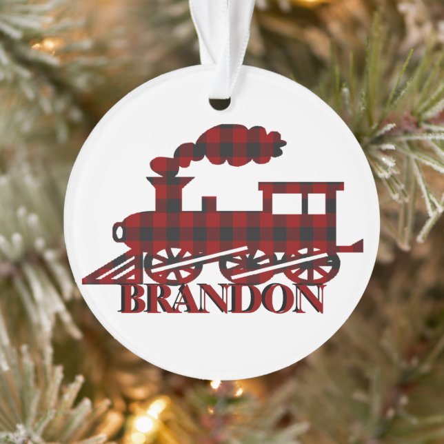 Plaid train personalised  ornament (Tree)