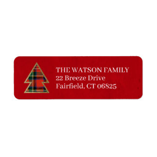 Plaid Tree Return Address Label