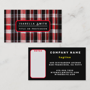 Plaid Trendy Abstract Red Black Collection Business Card