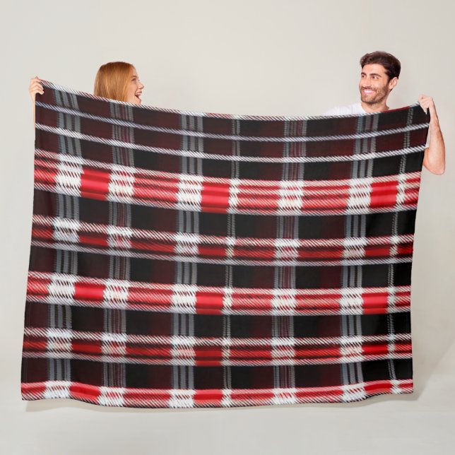 Plaid Trendy Abstract Red Black Collection Fleece Blanket (In Situ)