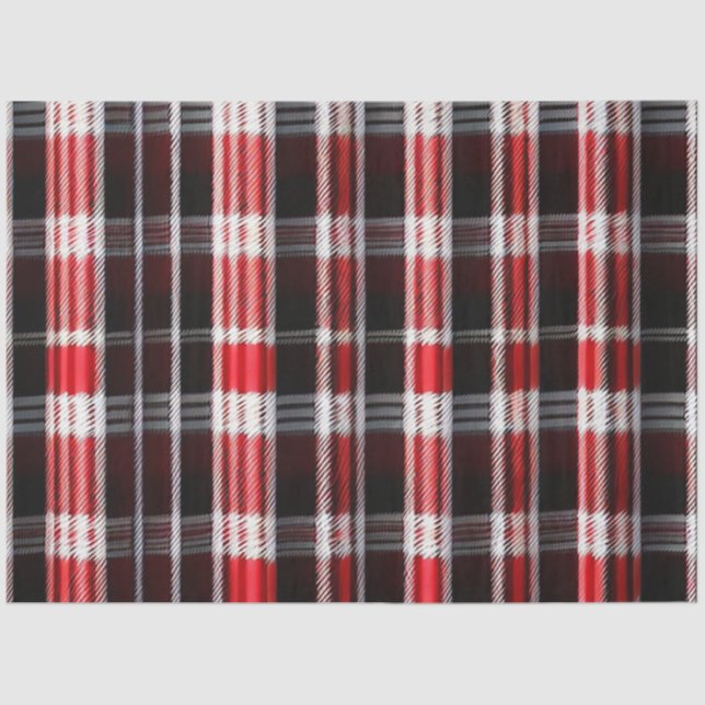 Plaid Trendy Abstract Red Black Collection Tissue Paper (Front)