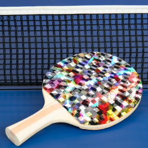 Plaid twisted under colored spots, scandalous  sta ping pong paddle