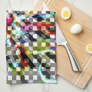 Plaid twisted under coloured spots, scandalous  st tea towel