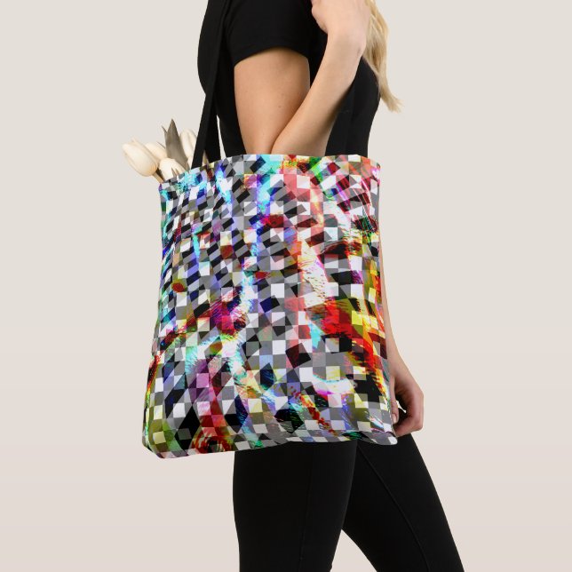 Plaid twisted under coloured spots, scandalous  st tote bag (Close Up)