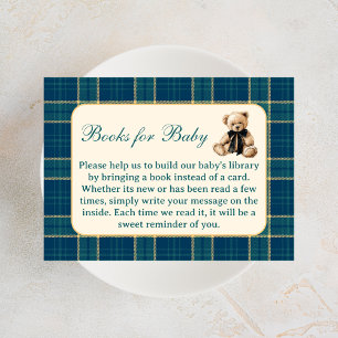 Plaid Vintage Teddy Bear Baby Shower Book Request Enclosure Card