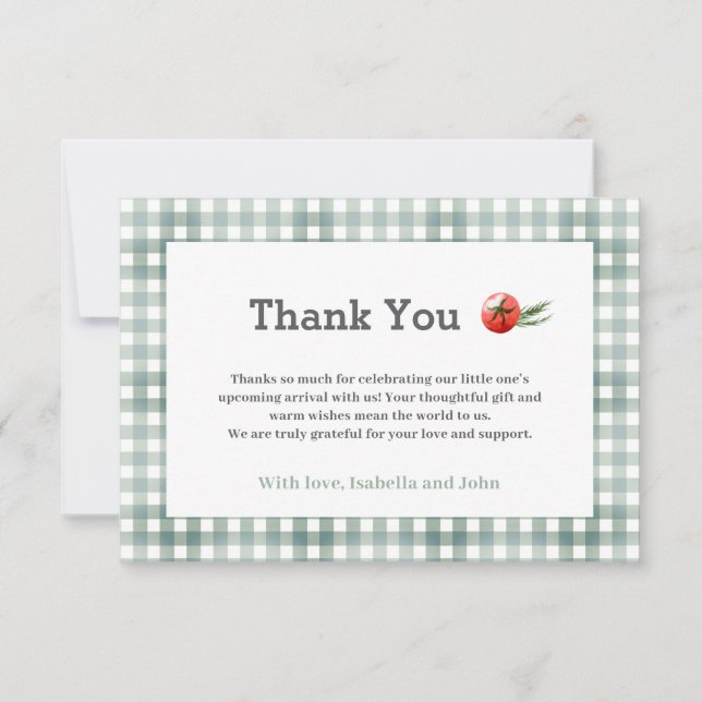 Plaid Watercolor Barbecue Baby Shower  Thank You Card (Front)