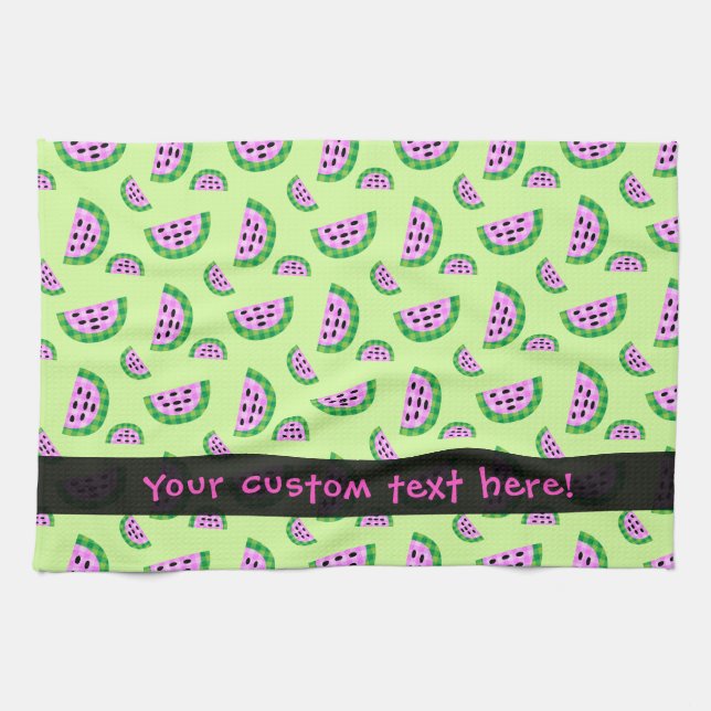 Plaid Watermelon Slice Pattern Tea Towel (Horizontal)