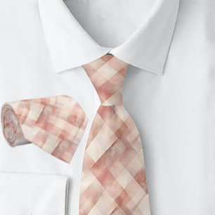 Plaid Weave Peach Pink Spring Tie