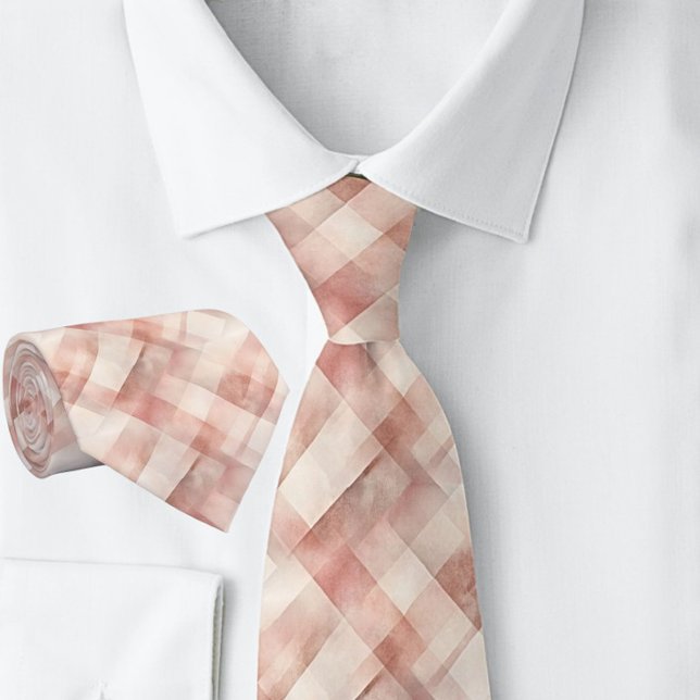 Plaid Weave Peach Pink Spring Tie (Creator Uploaded)