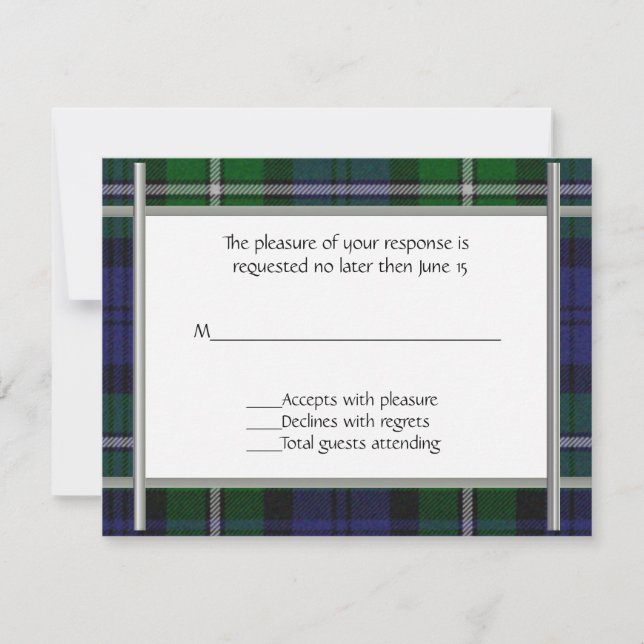 Plaid Wedding RSVP Card (Front)
