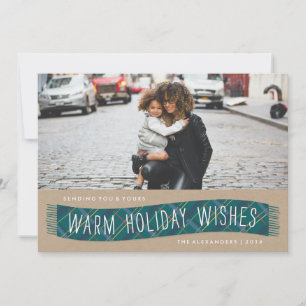Plaid Winter Scarf Holiday Card - Teal