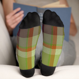  Plaid With Added Design Crew Socks