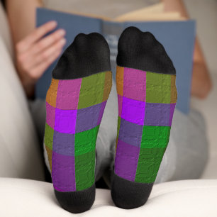  Plaid With Added Design Crew Socks