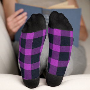Plaid With Added Design Crew Socks