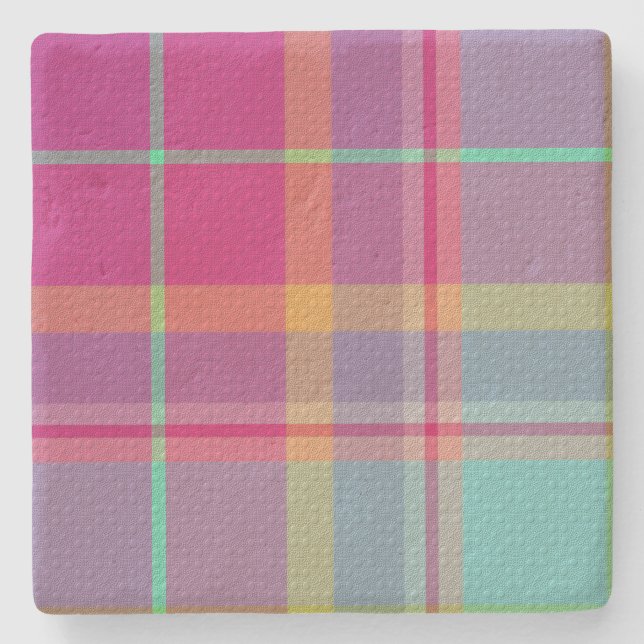 Plaid With Design  Stone Coaster (Front)
