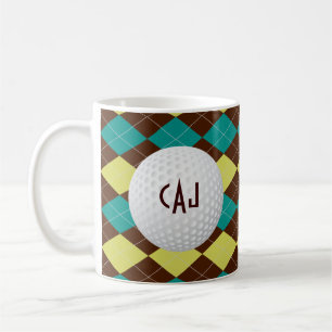 Plaid with Golf Ball, Personalised Coffee Mug
