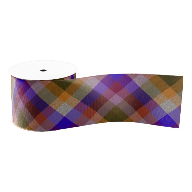Plaid With Pattern Ribbon Grosgrain Ribbon (Spool)
