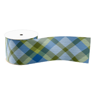 Plaid With Pattern Ribbon Grosgrain Ribbon