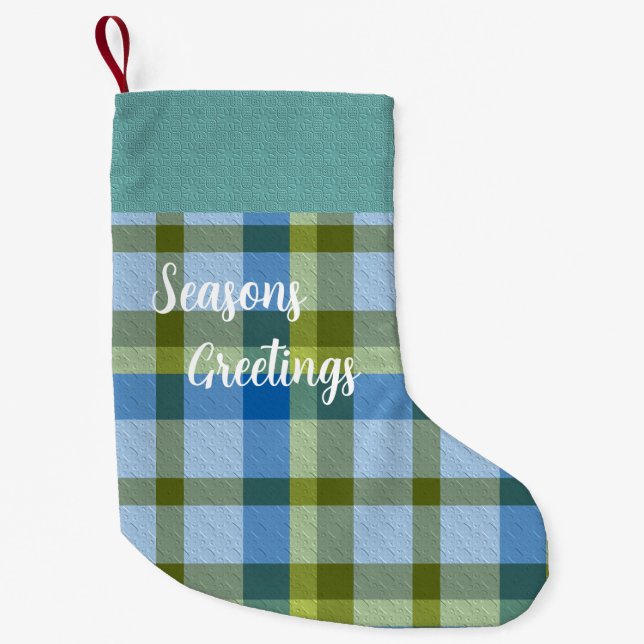 Plaid With Pattern  Small Christmas Stocking (Front)