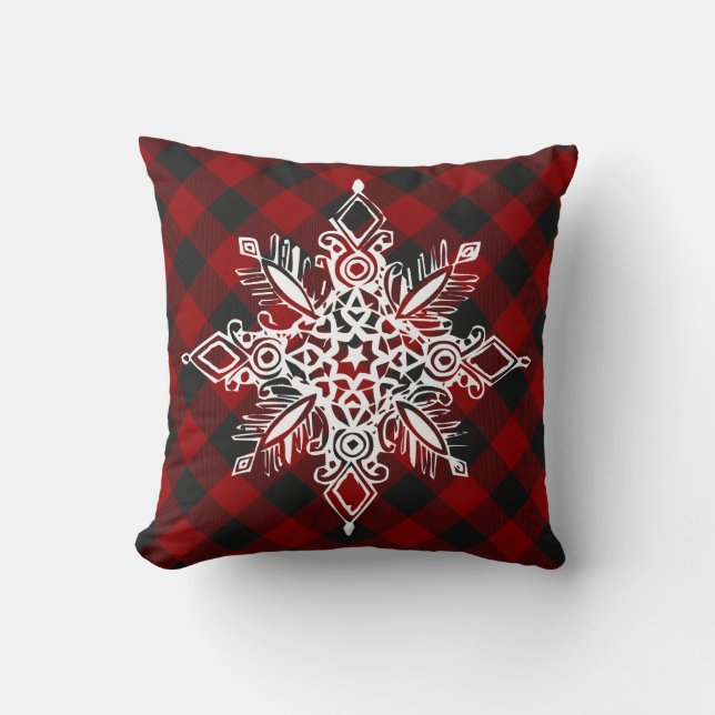 Plaid with snowflake cushion (Front)